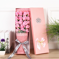 Valentinstag Muttertag Kreatives Geschenk für Freundin Künstlicher Blumenstrauß 18 Rosen Seifenstrauß in Geschenkbox
