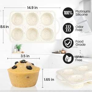 Molde para Muffins Rectangular Jumbo <span class=keywords><strong>JOHO</strong></span> BAKING, Antiadherente, de Silicona de 3.5 Pulgadas, 6 Cavidades, con Marco Metálico Reforzado, Apto para Horno, Ecológico - Product Image 3