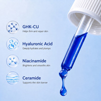Sérum aux peptides de cuivre en marque privée, Argireline, Matrixyl, acide hyaluronique, anti-âge, raffermissant, hydratant