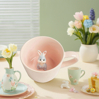 Großhandel Hengfei Keramik Porzellan Steinzeug 3D Hasen-Becher mit individuellem Logo, versteckter Hase, Oster-Kaffeetasse, spülmaschinen- und mikrowellengeeignet