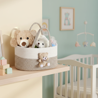 Panier de rangement ovale multifonctionnel en corde de coton, simplicité moderne, écologique, avec poignée pour le rangement des bébés et des enfants