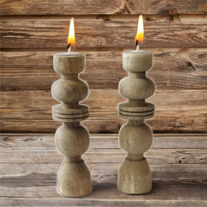 Soporte para velas de madera de mango Soporte para velas de madera de acacia - Product Image 2