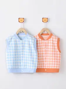 Newborn Baby Vest Spring Wear Cotton Knit Diamond Printing Manufacturers Wholesale For Boy And Girl Babies