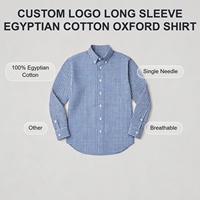 Chemise décontractée Oxford à manches longues pour homme, 100% coton égyptien, à carreaux, personnalisable avec logo, vente en gros, vierge
