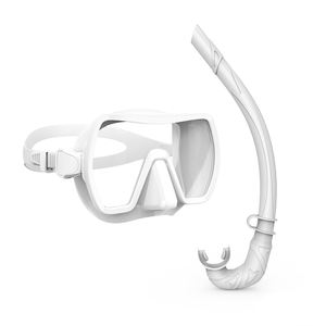 نظارات سباحة مضادة للضباب من السيليكون السائل، نظارات غوص مربعة للغوص الحر، أنبوب تنفس للغطس الرطب، طقم من قطعتين - Product Image 1