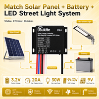 Contrôleur solaire PWM 3228 3.2V 30W 20A à utilisation facile pour éclairage public et projets d'ingénierie solaire