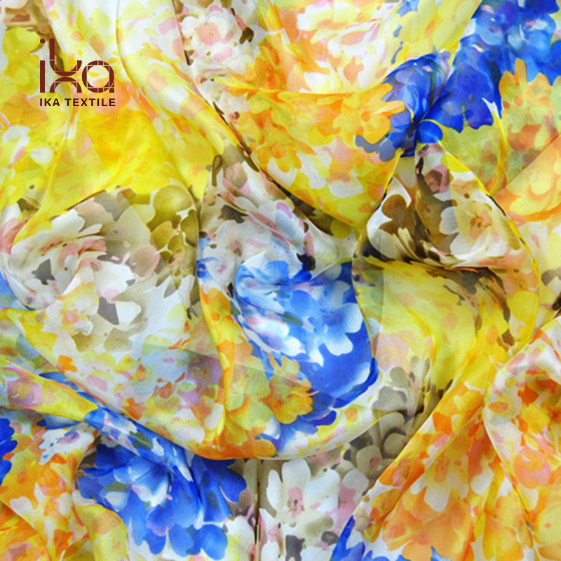 Yellow Silk Print Fabric