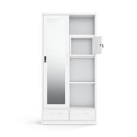 Meubles de chambre à coucher modernes, armoires en acier avec miroir et tiroirs, montage facile, design autoportant