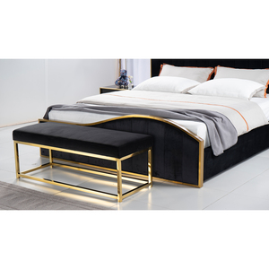 Set Camera da Letto di Lusso in Oro con Letto <span class=keywords><strong>Queen</strong></span> e King Size, Comò, Specchio, Comodino, Cassettiera, Nero - Product Image 5