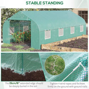 Serre <span class=keywords><strong>tunnel</strong></span> autoportante 19,4x9,7x7,4 pieds, serre à arceaux, serre pour plantes, serre chauffée avec cadre en acier galvanisé, PE vert - Product Image 4