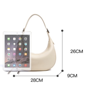 Bolsos De Cuero Genuino De Lujo Bolsos De Hombro De Cuero De Vaca Suave <span class=keywords><strong>Bolso</strong></span> De Verano Amarillo <span class=keywords><strong>Beige</strong></span> De Media Luna para Mujer - Product Image 6