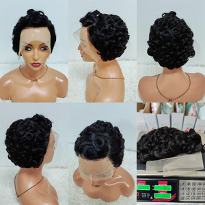 Perruque Courte Bouclée <span class=keywords><strong>Pixie</strong></span> Coupée Cheveux Humains 13x4 Lace Frontal "Let'sfly" en Promotion à 17$ - Product Image 4