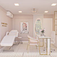 Mobilier de salon de coiffure personnalisé en usine M & S Design élégant pour salon de coiffure éclairage LED inclus