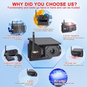 Năng lượng mặt trời 7 inch IPS Màn hình máy ảnh sao lưu không dây, được xây dựng trong pin dung lượng cao, IP67 máy ảnh ngoài trời không thấm nước - Product Image 4