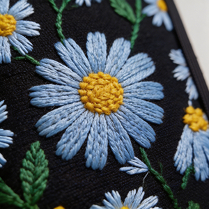 Floral Embroidered Fabric Diary With Black Cover And Elastic Closure - Product Image 4