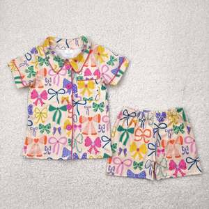 Set Coordinato per Sorelle <span class=keywords><strong>con</strong></span> Camicia e Pantaloncini <span class=keywords><strong>con</strong></span> Fiocchi Colorati e <span class=keywords><strong>Bottoni</strong></span>, <span class=keywords><strong>Pigiama</strong></span> per <span class=keywords><strong>Bambina</strong></span> - Product Image 3