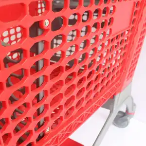 Carrinho de compras de plástico inteligente com rodas para supermercado de grande capacidade