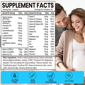 Integratore Multivitaminico per Uomini con Ferro, Coenzima Q10 e Radice di Manioca, Stimolante della Fertilità, Etichetta Privata - Product Image 2