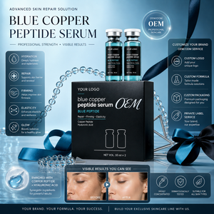 Blue copper peptide <b>serum</b> <b>Face</b> firming hyaluronic acid OEM custom logo <b>serum</b> Anti-aging peptide treatment - Product Image 1