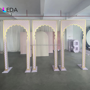 LEDA Modern Detachable New Arrival Wedding Event Supplies Customized Arch Shape <b>Pink</b> Acrylic <b>Backdrop</b> Stand for Stage Decoration - Product Image 2
