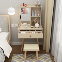 Meuble de rangement moderne à rabat avec coiffeuse intégrée, multifonctionnel pour chambre à coucher, petit appartement, table de maquillage de chevet