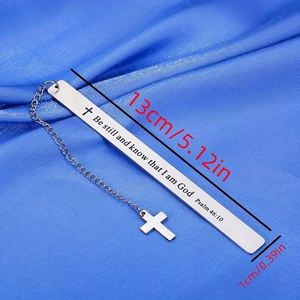 Marcapáginas de Metal Personalizado con Grabado de Letras Cristianas Inspiradoras, Corte Láser en Acero Inoxidable, con Cruz y Borla, para Libros - Product Image 3