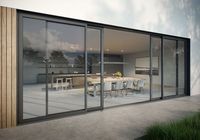 Porte coulissante moderne pour appartement, double vitrage, verre trempé, surface finie, quincaillerie de marque allemande, cadre en aluminium, sur mesure