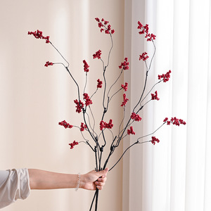 Branches artificielles de baies rouges pour décorations de Noël, ornements artisanaux en fil de mousse - Product Image 2