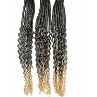 Treccine all'uncinetto pre-legate da 24 pollici, ondulate profonde, morbide, sintetiche, effetto ombré, extension per capelli ricci da donna, per uso quotidiano e feste
