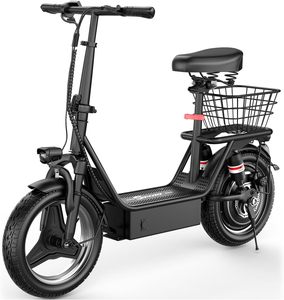 Patinete Eléctrico de 850W de Potencia Máxima para Adultos, Velocidad Máxima de 40 km/<span class=keywords><strong>h</strong></span>, Alcance de 40 km, Batería de 48V 13AH, Patinete Eléctrico Plegable de 14 Pulgadas con Asiento - Product Image 1