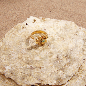 Bague en acier inoxydable J&D Jewelry, résistante au ternissement, étanche, or 18 carats, goutte d'eau bleue, coquille de conque, spirale, bague ouverte pour femmes - Product Image 6