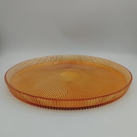 Assiette de présentation en verre cannelé ambré, sous-assiette texturée transparente pour mariage, hôtel, restaurant et décoration de table à domicile