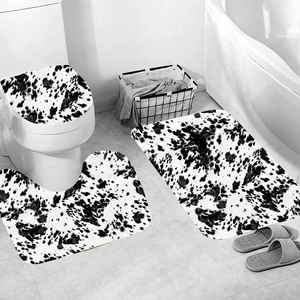 Ensembles de tapis de salle de bain à carreaux en gros/personnalisés, 4 pièces, comprenant un couvre-siège de toilette, des tapis antidérapants, un tapis de bain et un rideau de douche - Product Image 6