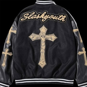 เสื้อแจ็กเก็ตเบสบอลแขนยาวสำหรับผู้ชายเสื้อทีมโรงเรียนปักลายตัวอักษรคุณภาพสูงงานตามสั่ง - Product Image 2