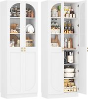 Armoire de rangement moderne haute et peu encombrante avec portes à fermeture douce en verre trempé, meuble de sol autoportant en bois, bibliothèque sans joint