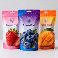 Sac d'emballage refermable en plastique avec logo personnalisé pour fruits congelés (fraises, framboises, cerises)