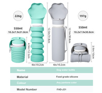 Bouteille d'eau pour chien en silicone de qualité alimentaire avec bol intégré, pliable et portable pour l'extérieur, couleur et logo personnalisés