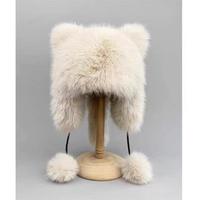 Chapeau en fourrure de renard doublé de fourrure de mangoustan avec queue, chapeau d'hiver épaissi avec cache-oreilles, chapeau Lei Feng en fourrure de vison américain