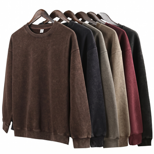 Wholesale Heavyweight Cotton Acid Wash Crewneck Sweatshirt Blank Vintage Oversized Streetwear <b>Mens</b> <b>Pullover</b> Clothing TKAN6686 - Product Image 1