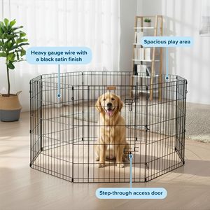 Chuồng chó di động - Chuồng tập thể dục bằng kim loại gấp gọn cho chó con với 8 tấm panel 24x30 inch - Chuồng trong nhà/ngoài trời có cửa dành cho chó - Product Image 2
