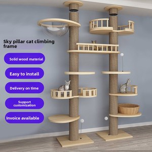 <span class=keywords><strong>Tiragraffi</strong></span> per <span class=keywords><strong>Gatti</strong></span> di Lusso Minimalista in Legno, Modello Heaven a 4 Livelli, con Postazione di Gioco, Piattaforma per Salti, Amaca e Nido - Product Image 2