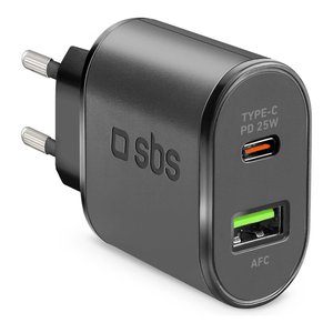 Cargador de Pared USB Tipo-A, USB Tipo-C, 25W Power Delivery, Negro, TETRPD25W - Product Image 1