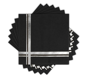 Tovagliolo nero con stampa a lamina d'<span class=keywords><strong>argento</strong></span>-<span class=keywords><strong>tovaglioli</strong></span> <span class=keywords><strong>di</strong></span> <span class=keywords><strong>carta</strong></span> airlay, asciugamani usa e getta per ospiti con assorbente - Product Image 1