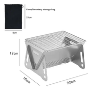 Barbecues portables miniatures en acier inoxydable JSJM, finition polie, légers, pliables, pour le camping en solo, cuisinière à bois pour l'extérieur