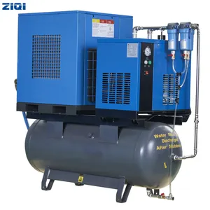 Compresseur d'air électrique rotatif industriel combiné AC à vitesse fixe IP55 pour machine de découpe laser avec sécheur et réservoir