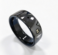Bague Intelligente en Céramique Noire Effet Miroir Brillant Étanche IP68 Anti-Poussière Transcription Vocale IA Prise en Charge SDK API Démo OEM Télécommande