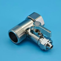 Vanne d'alimentation en eau froide 1/2" x 1/2" x 1/4" - Adaptateur en T pour système d'alimentation en eau - Vanne d'arrêt angulaire - Vanne de dérivation