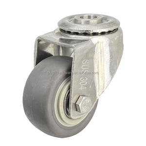 Rueda giratoria de acero inoxidable 304 de 2 pulgadas con freno, rueda de goma silenciosa, precio de fábrica, rodamientos de bolas - Product Image 4