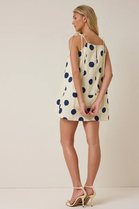 Robe Courte Halter à Pois Coupe Ample Sans Manches en Coton pour l'Été, Robe Décontractée à Ourlet Asymétrique en Tissu Respirant - Product Image 3