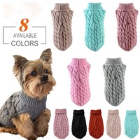 Pull chaud pour chien automne-hiver, tricot torsadé couleur unie, confortable, plusieurs couleurs, col montant, costume tendance